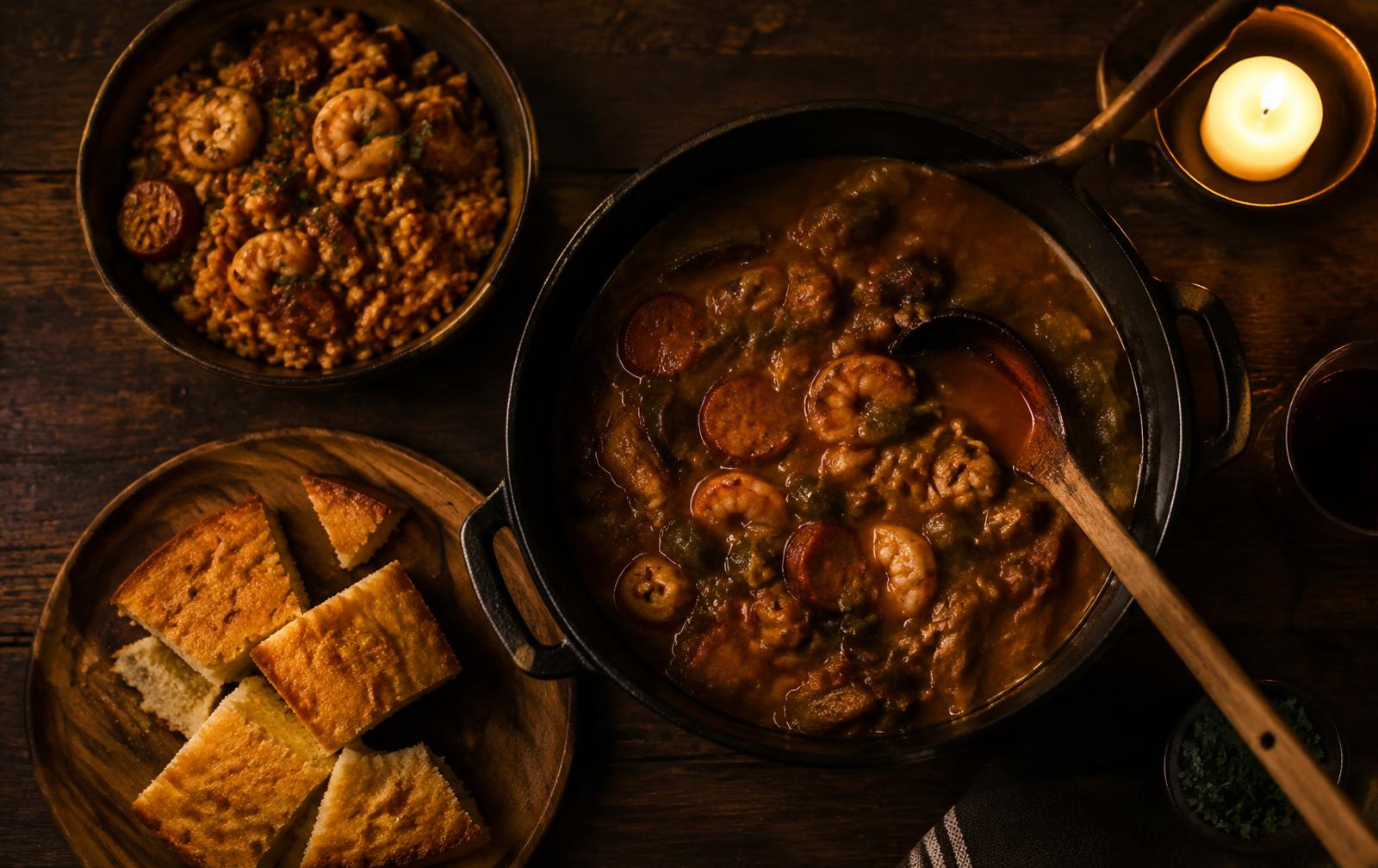 Gumbo und Jambalaya bei Kerzenlicht